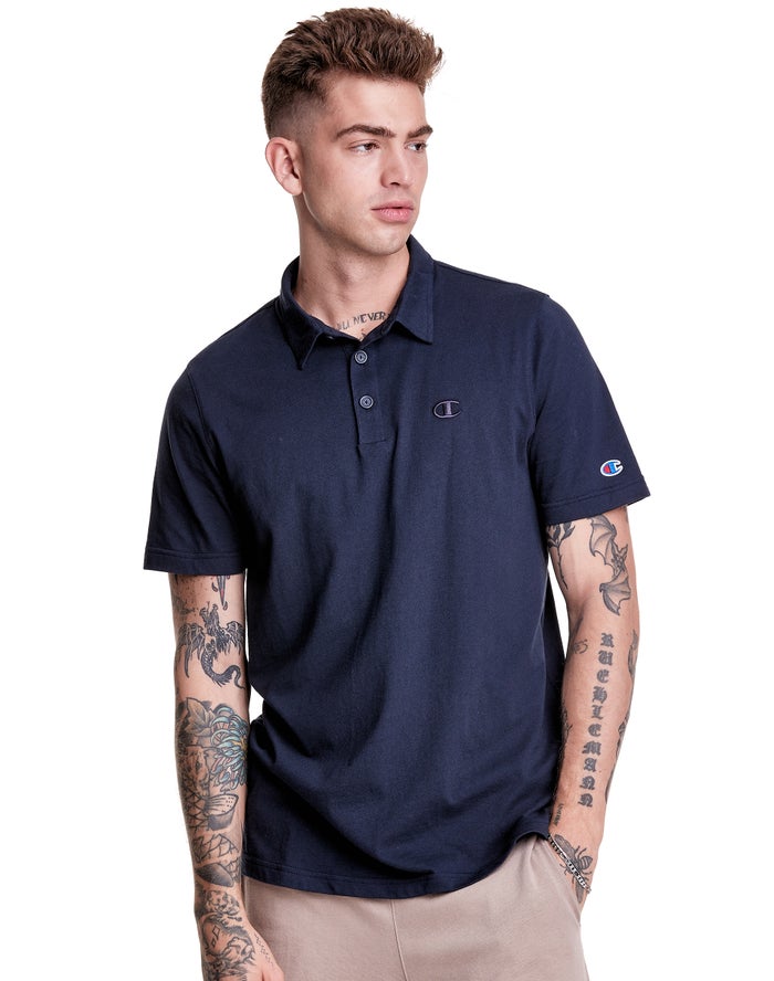 Champion T-Shirt Heren - Donkerblauw - Jersey Polo ( 351602-OGB )